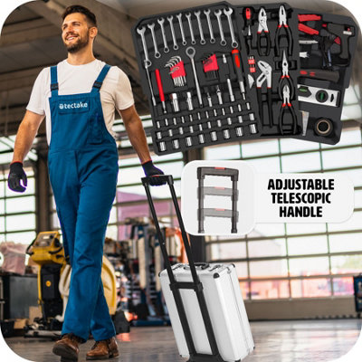 tectake Tool box trolley 799 pieces - tool box on wheels tool case - black - 4