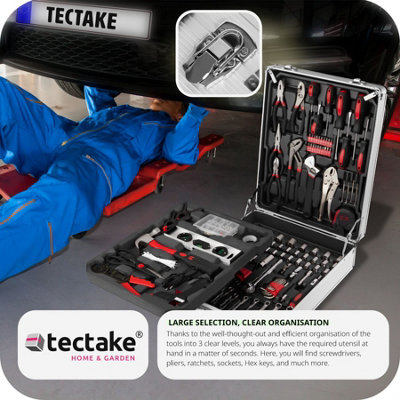 tectake Tool box trolley 799 pieces - tool box on wheels tool case - black - 5