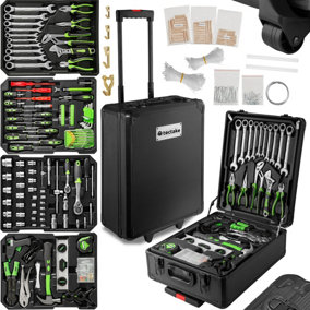 tectake Tool box trolley 898 PCs - tool box on wheels tool case - black