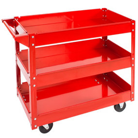 tectake Tool trolley with 3 shelves - heavy duty trolley warehouse trolley - red