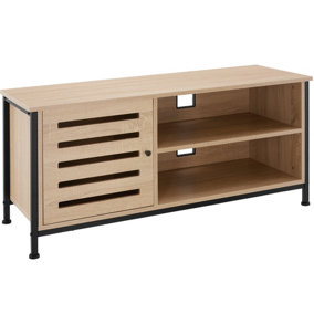 tectake TV cabinet Galway - W110 x D41.5 x H50.5 cm with 3 sections - TV board TV table - industrial wood light oak Sonoma