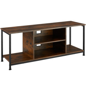 tectake TV Cabinet Lowboard - 4 compartments & adjustable shelf - TV shelf TV board - 120 cm Industrial wood dark rustic