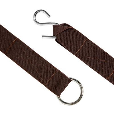 tectake Universal 320 cm mounting strap set to attach hammocks to trees - tree strap strap hanger - brown