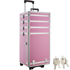 tectake Vanity case with 4 levels - makeup case large makeup bag - pink