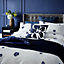 Ted Baker Magnolia Fil Coupe Duvet Cover Double White & Navy