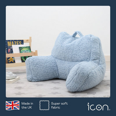 Teddy Bear Cuddle Waterproof Filled Cushion Blue Reading Support