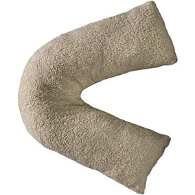 Teddy Bear Fleece Plush Warm Fuzzy Cuddly V-Shaped Pillow & Cover (Mink, V-Pillow With Teddy Cover)