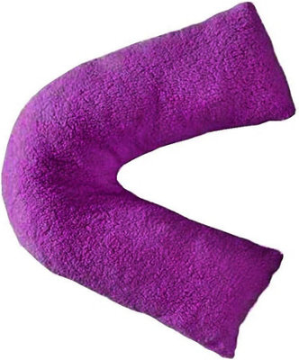Teddy Bear Fleece Plush Warm Fuzzy Cuddly V-Shaped Pillow & Cover (Plum, V-Pillow With Teddy Cover)