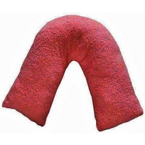 Teddy Bear Fleece Plush Warm Fuzzy Cuddly V-Shaped Pillow & Cover (Red, V-Pillow With Teddy Cover)