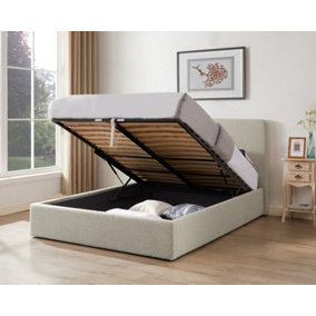 TEDDY BOUCLE 4FT Small Double Ottoman Storage Bed in Beige