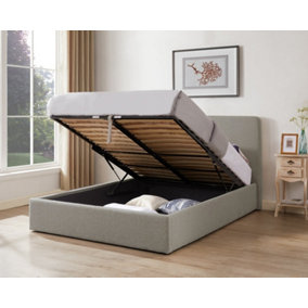 TEDDY BOUCLE 4FT Small Double Ottoman Storage Bed in Grey