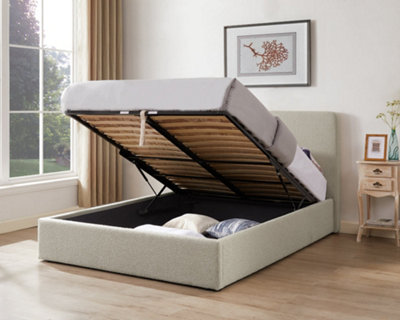 TEDDY BOUCLE 5FT Kingsize Ottoman Storage Bed in Beige