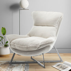 Teddy Boucle Fabric White Pierina Accent Chair