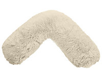 Teddy Cuddles V Pillow Case For Neck Maternity Back Support Soft Warm Plush Cosy Fleece V Shape (Cream)