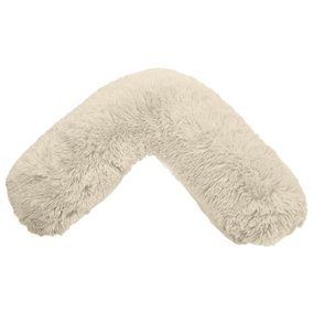 Teddy Cuddles V Pillow Case For Neck Maternity Back Support Soft Warm Plush Cosy Fleece V Shape (Cream)