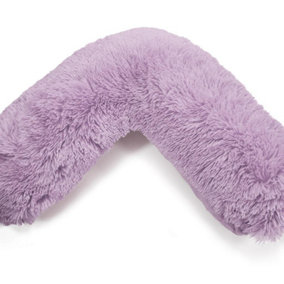 Teddy Cuddles V Pillow Case For Neck Maternity Back Support Soft Warm Plush Cosy Fleece V Shape (Lilac)