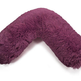 Teddy Cuddles V Pillow Case For Neck Maternity Back Support Soft Warm Plush Cosy Fleece V Shape (Plum)
