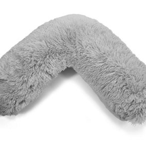Teddy Cuddles V Pillow Case For Neck Maternity Back Support Soft Warm Plush Cosy Fleece V Shape (Silver)