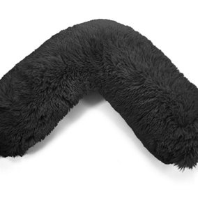 Teddy Cuddles V Shaped Complete V Pillow  For Neck Maternity Back Support Soft Warm Plush Cosy Fleece V Shape Cover(Black)