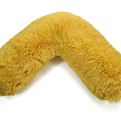 Teddy Cuddles V Shaped Complete V Pillow  For Neck Maternity Back Support Soft Warm Plush Cosy Fleece V Shape (Ochre)
