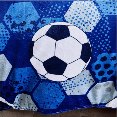TEDDY DUVET SET FOOTBALL BLUE KIDS SINGLE BLUE/NAVY