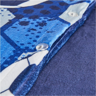 TEDDY DUVET SET FOOTBALL BLUE KIDS SINGLE BLUE/NAVY