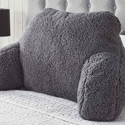 Teddy Fleece Bed Reading Cushion Pillow with Arms Lumbar Support