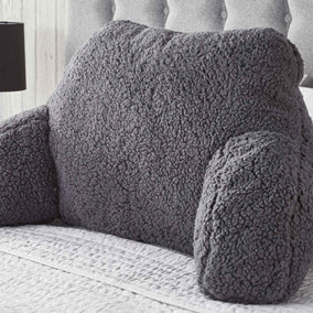 Teddy Fleece Bed Reading Cushion Pillow with Arms Lumbar Support