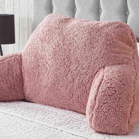 Teddy Fleece Bed Reading Cushion Pillow with Arms Lumbar Support