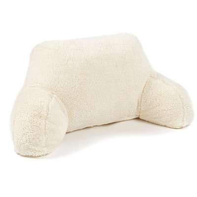 Teddy Fleece Bed Reading Cushion Pillow with Arms Lumbar Support - 3