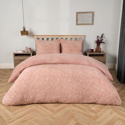 Teddy fleece duvet set pink clearance