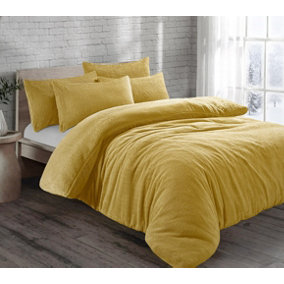 Teddy Fleece Duvet Cover Set With Pillow Case Thermal Fleece Warm Cosy Soft Fur Teddy Bedding Duvet Cover Set