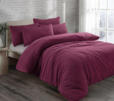 Teddy Fleece Duvet Cover Set With Pillow Case Thermal Fleece Warm Cosy Soft Fur Teddy Bedding Duvet Cover Set