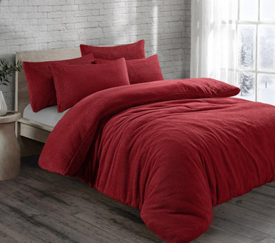 Teddy Fleece Duvet Cover Set With Pillow Case Thermal Fleece Warm Cosy Soft Fur Teddy Bedding Duvet Cover Set