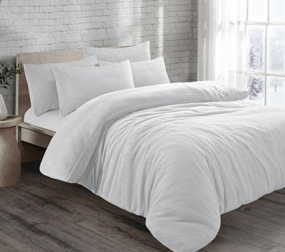 White teddy cheap fleece duvet set