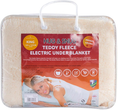 Teddy Fleece Electric Soft Thermal Warm Heated Under Electric blanket Double Bed with 3 Levels Heat Settings Cream 120x135 Cm