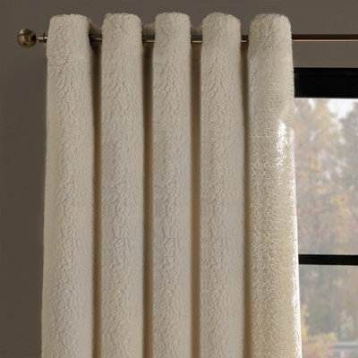 Original Teddy Fleece Thermal Curtains Luxurious Soft Plush Polyester Energy Efficient Eyelet Top for Living Room & Bedroom with Matching Tiebacks Multiple Sizes and Colours by OLIVIA ROCCO main image 0