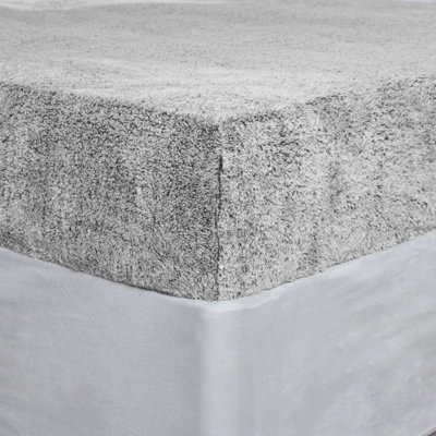 Teddy Fleece Fitted Sheet Bed Soft Warm Marl DIY at B&Q