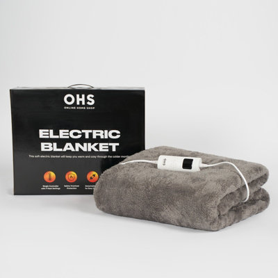 Teddy Fleece Heated Electric Blanket Throw Over Winter Warm Remote Control