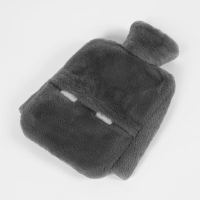Teddy Fleece Hot Water Bottle Cosy Foot Warmer 2L Slipper Large Rubber - 3