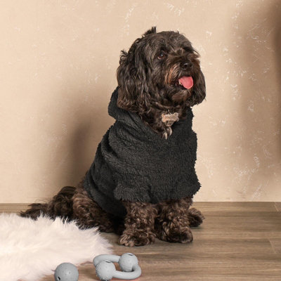 Teddy Fleece Pet Dog Hoodie Fleece Warm Jacket Clothes Puppy, Black - Large Price Comparisons | Compare The Build