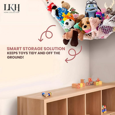Over The Door Stuffed Animal Storage Net - 5-Pocket Cotton Toy Organizer For Nursery, Bedroom, Or Kids Room