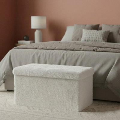 Teddy Rectangle Storage Box with Lid Elegant Organizer for Any Room White