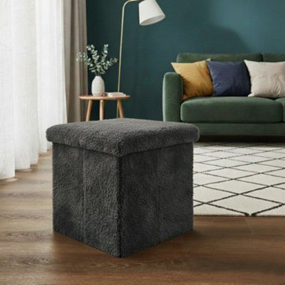 Teddy Soft Square Storage Box with Lid Elegant Organizer for Any Room Black