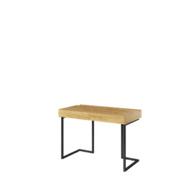 Teen Flex Desk in Oak Hickory & Raw Steel - 1100mm x 760mm x 610mm - Compact Workspace Solution