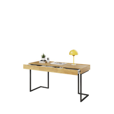 Teen Flex Desk in Oak Hickory & Raw Steel - 1500mm x 760mm x 610mm - Modern Elegance with Functional Design