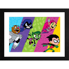 Teen Titans Colourblock Line Up 30 x 40cm Framed Collector Print