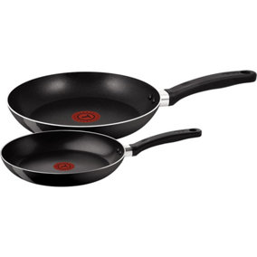 Tefal Delight B020S244 Twin Pack Non Stick Frying Pan Set, 24/28 cm Frying Pans, Black