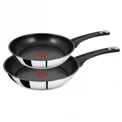 Tefal Jamie Oliver Set of 2 Stainless Steel Non stick Frying Pan 20 / 26cm, INDUCTION COMPATIBLE