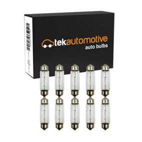 Tek Automotive 264 Number Plate Bulb, Interior Festoon Car Light Bulbs,  12V 10W S8.5D 265 11x43mm Car Bulbs  - Box of 10